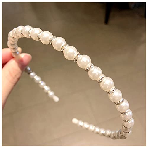 Stirnband Damen Frauen Perlen Stirnbänder Barock Haarbänder Dame Mädchen Haarfassung Lünette for Haare Mode Kopfbedeckung Haarschmuck Stirnband(8) von QINYUML