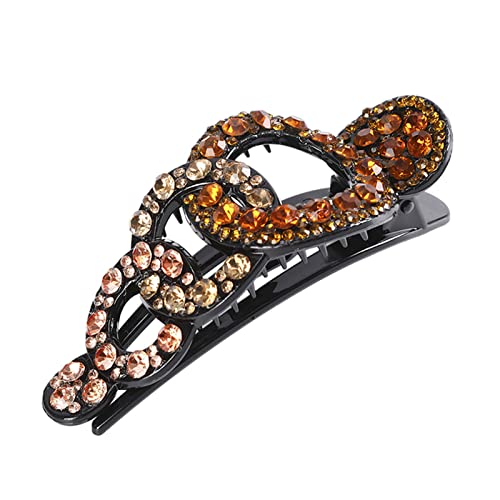 Stirnband Damen Rhinestone Haarnadelblume Duckbill Haar Krallen Vintage Haarspangen Haarschmuck for Frauen, die Pferdeschwanz Headwear glänzt Stirnband(0102-C) von QINYUML