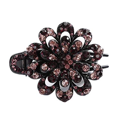 Stirnband Damen Rhinestone Haarnadelblume Duckbill Haar Krallen Vintage Haarspangen Haarschmuck for Frauen, die Pferdeschwanz Headwear glänzt Stirnband(2) von QINYUML