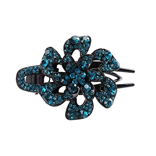 Stirnband Damen Rhinestone Haarnadelblume Duckbill Haar Krallen Vintage Haarspangen Haarschmuck for Frauen, die Pferdeschwanz Headwear glänzt Stirnband(9) von QINYUML