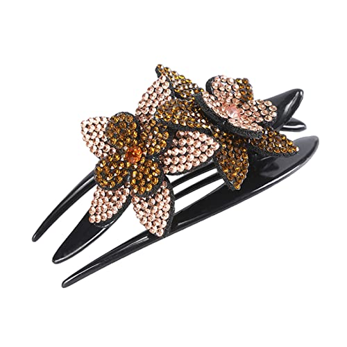 Stirnband Damen Rhinestone Haarnadelblume Duckbill Haar Krallen Vintage Haarspangen Haarschmuck for Frauen, die Pferdeschwanz Headwear glänzt Stirnband(CB0104-B) von QINYUML