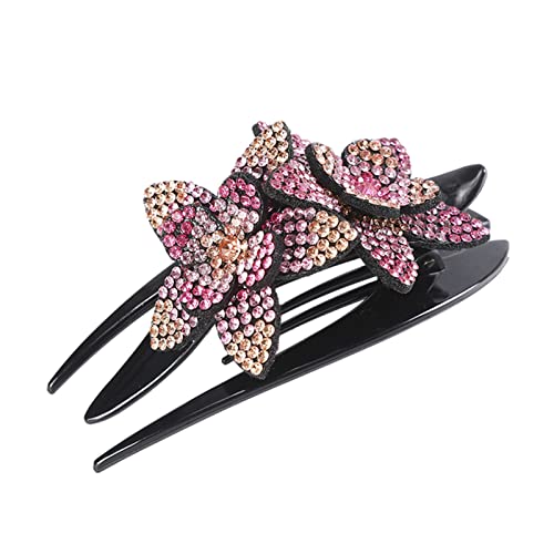 Stirnband Damen Rhinestone Haarnadelblume Duckbill Haar Krallen Vintage Haarspangen Haarschmuck for Frauen, die Pferdeschwanz Headwear glänzt Stirnband(CB0104-C) von QINYUML