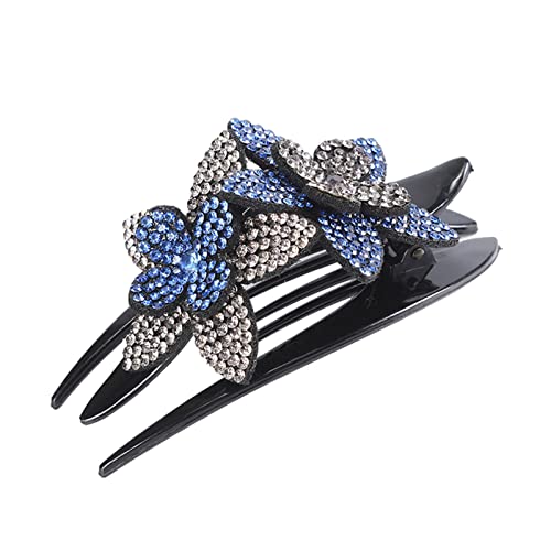 Stirnband Damen Rhinestone Haarnadelblume Duckbill Haar Krallen Vintage Haarspangen Haarschmuck for Frauen, die Pferdeschwanz Headwear glänzt Stirnband(CB0104-D) von QINYUML