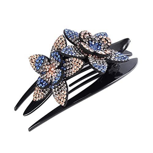 Stirnband Damen Rhinestone Haarnadelblume Duckbill Haar Krallen Vintage Haarspangen Haarschmuck for Frauen, die Pferdeschwanz Headwear glänzt Stirnband(CB0104-E) von QINYUML