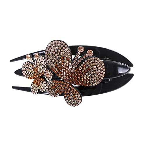 Stirnband Damen Rhinestone Haarnadelblume Duckbill Haar Krallen Vintage Haarspangen Haarschmuck for Frauen, die Pferdeschwanz Headwear glänzt Stirnband(CB0216-C) von QINYUML