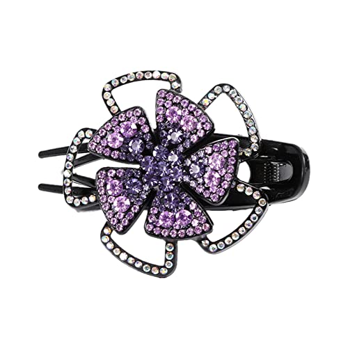 Stirnband Damen Rhinestone Haarnadelblume Duckbill Haar Krallen Vintage Haarspangen Haarschmuck for Frauen, die Pferdeschwanz Headwear glänzt Stirnband(CB0763-B) von QINYUML