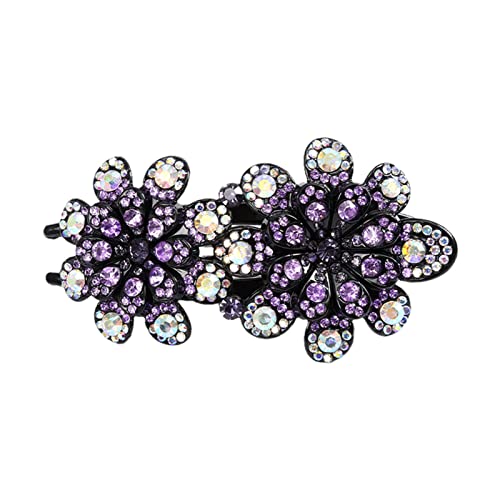 Stirnband Damen Rhinestone Haarnadelblume Duckbill Haar Krallen Vintage Haarspangen Haarschmuck for Frauen, die Pferdeschwanz Headwear glänzt Stirnband(CB0764-A) von QINYUML
