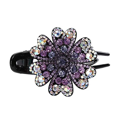 Stirnband Damen Rhinestone Haarnadelblume Duckbill Haar Krallen Vintage Haarspangen Haarschmuck for Frauen, die Pferdeschwanz Headwear glänzt Stirnband(E) von QINYUML