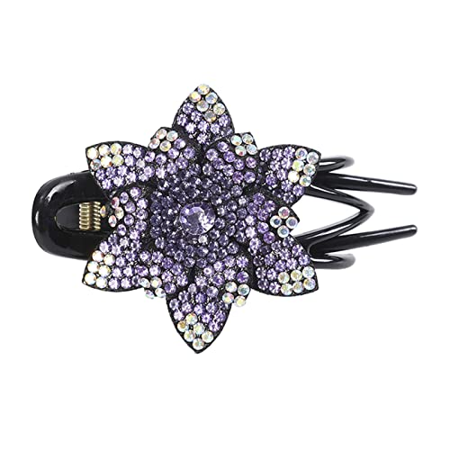 Stirnband Damen Rhinestone Haarnadelblume Duckbill Haar Krallen Vintage Haarspangen Haarschmuck for Frauen, die Pferdeschwanz Headwear glänzt Stirnband(RY9579-A) von QINYUML