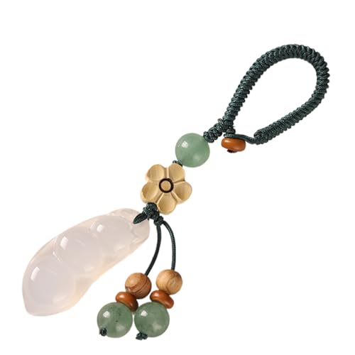 QINZITAO Exquisiter Chalcedon-Glücksbohnen-Anhänger, symbolisiert Glück und Glück mit einzigartigen Vierjahresbohnen-Designs von QINZITAO