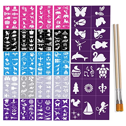 Tattoo Schablonen Kinder Glitzer Tattoo-schablonen Temporäre Schminkschablonen für Kinder Erwachsene Schule Ausstellungen Geburtstage Halloween Weihnachten Party von QIQN