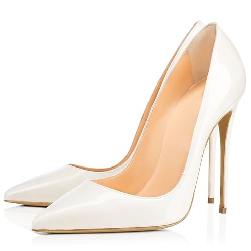 QIQOCCR Große Größe, Klassische Damenmode, Spitzer Zehenbereich, Stiletto-High-Heels, Sandale, Braut, Hochzeit, Bankett, Party, Sommerkleid (Color : White, Size : 44) von QIQOCCR