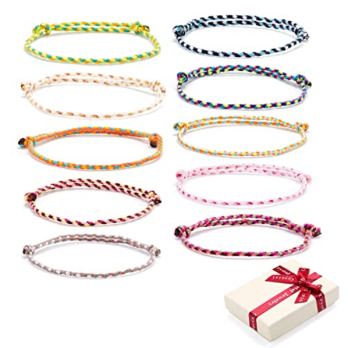 10 Stück Freundschaftsarmband set für Mädchen,Geflochten Verstellbar Zart Filigranes Dünn Seil Stoff Wickel Freundschaft Armbänder Geschenk für Kinder Jungen Beste Freundin BFF Weihnachten Geburtstag von QIUJUNDE