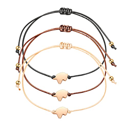 3 Stück Rosegold Einhorn Armbänder Set,Verstellbar Stoff BFF Freundschaft Damen Armband Zum Zuziehen Glücksbringer Geschenk für Teenager Kinder Mädchen Frauen Beste Freundin Taufe Kommunion Geburtstag von QIUJUNDE
