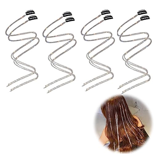 QIUMING 8 Stücke Strass Haarketten Für Frauen Quaste Haarspangen Ketten Silber Kristall Quaste Haarspange Kette glitzer Glitzer Strähnen Haare Für Den Täglichen Gebrauch von Mädchen(A) von QIUMING