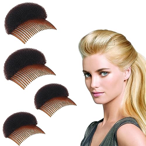 QIUMING 4 pcs Volumen Bump Insert Haar Clip unsichtbare falsche Haarspange Haar Pad Zubehör für Frauen Schaumstoff Haarklammer Puffhaarkopfkisse Flauschige Haarpolster für Frauen und Mädchen (A) von QIUMING