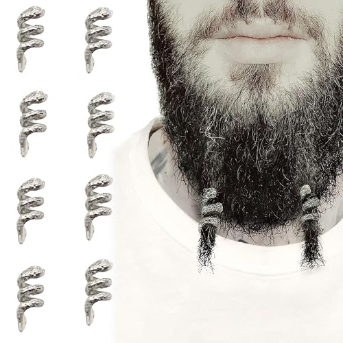 QIUMING Dreadlock wikinger bartperlen Wikinger Haarperlen Haar Bartperlen bartperlen zum klipsen Schmuck nordische haarperlen bartschmuck für Männer Frauen Haar Bart Schmuck DIY (Silber,Stil 3) von QIUMING