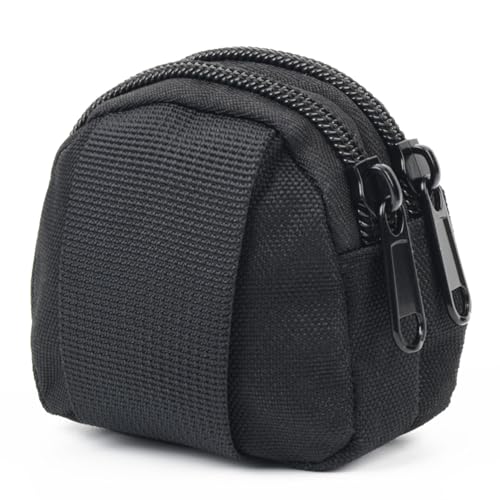 QIUSUIG Coin Pouch,MOLL Mit Reißverschluss,Münzbörsen,Nylon Münzbeutel,Münzgeldbörse Kleine,An Rucksäcke und Gürtel Gehängt Werden (Schwarz) von QIUSUIG