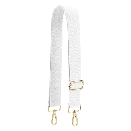 QIUTIMIY Canvas Verstellbarer Ersatz-Taschengurt, breiter Umhängetaschengürtel mit Metalldrehhaken für Messenger Bag Handtasche (Gold-Weiß) von QIUTIMIY