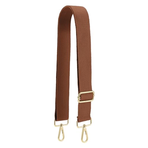 QIUTIMIY Canvas Verstellbarer Ersatz-Taschengurt, breiter Umhängetaschengürtel mit Metalldrehhaken für Messenger Bag Handtasche (Gold braun) von QIUTIMIY