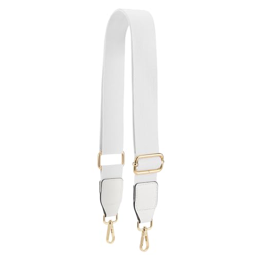 QIUTIMIY Canvas Verstellbarer Ersatz-Taschengurt, breiter Umhängetaschengürtel mit Metalldrehhaken für Messenger Bag Handtasche (Leder-Weiß) von QIUTIMIY