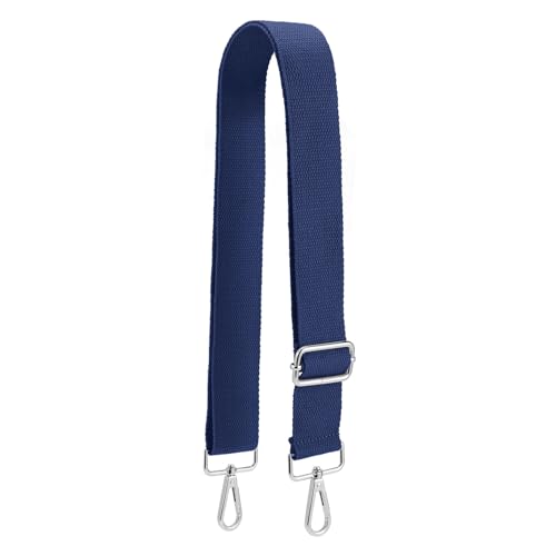 QIUTIMIY Canvas Verstellbarer Ersatz-Taschengurt, breiter Umhängetaschengürtel mit Metalldrehhaken für Messenger Bag Handtasche (Silber-Blau) von QIUTIMIY