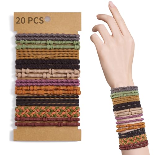 QIUTIMIY Haargummis für Damen, Boho-Haargummis, 20 Stück, für dickes/dünnes Haar, niedliche Haaraccessoires für Mädchen, ohne das Haar zu beschädigen (ZJ05) von QIUTIMIY