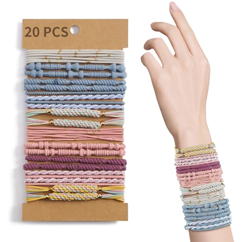 QIUTIMIY Haargummis für Damen, Boho-Haargummis, 20 Stück, für dickes / dünnes Haar, niedliche Haar-Accessoires für Mädchen, ohne das Haar zu beschädigen (JD03) von QIUTIMIY