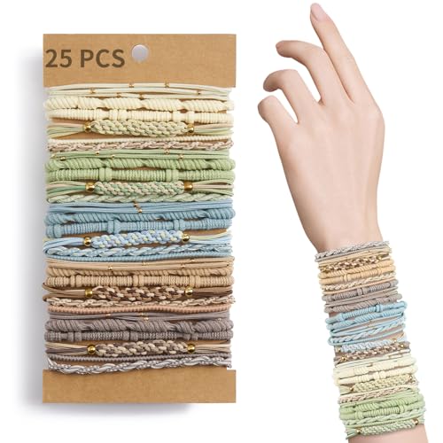 QIUTIMIY Haargummis für Damen, Boho-Haargummis, 25 Stück, für dickes / dünnes Haar, niedliche Haaraccessoires für Mädchen, ohne das Haar zu beschädigen (JD06) von QIUTIMIY