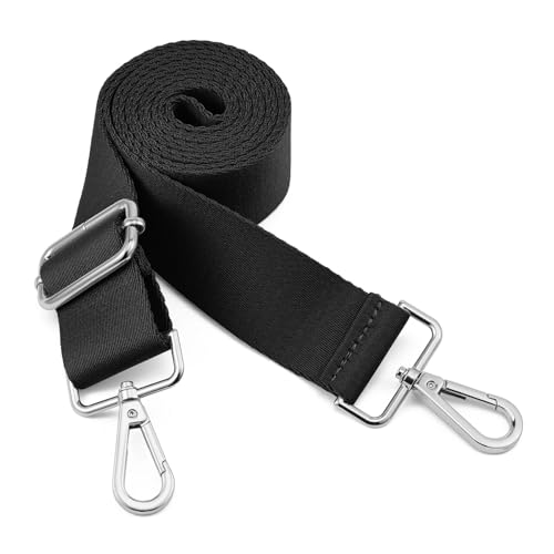 QIUTIMIY Schultergurt, Verstellbarer dicker weicher Universal Ersatz rutschfest Komfort mit silbernen Schnallen für Umhängetasche/Messenger Tasche(Schwarz) von QIUTIMIY