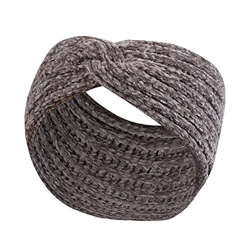 Kopfschmuck für Damen, aus Wolle, Temperament, leeres Oberteil, Pullover, solides Stricken, warmes Herbstband, europäisches Band (Dunkelgrau, Einheitsgröße) von QIUYI