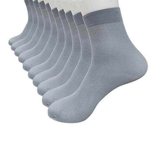 10 Paar Damen Venensocken – Socken ohne Gummi – ohne drückende Naht - Komfortbund Söckchen Seidenfein Socken Baumwolle Herren Socken antibakteriell atmungsaktiv, frische Füße (Grau, FreieGröße) von QIUhhpuy