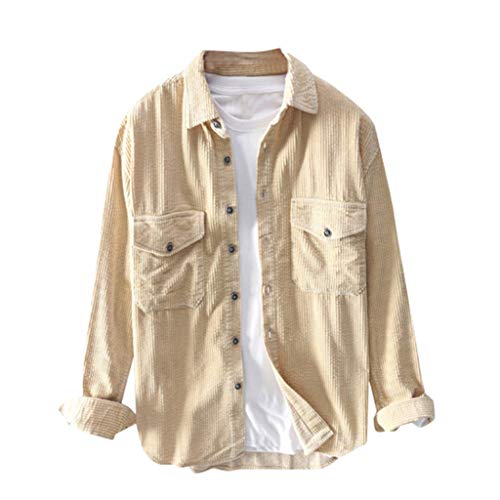 Cordhemd Herren Cord-Hemd Langarm Männer Freizeithemd Regular Fit Button-down Shirt Einfarbig Revers Hemded Licht Hemd Herbst und Winter Bluse Tops Cordhemd Herren Cord-Hemd Langarm Männer Freizeithemd Regular Fit Button-down Shirt Einfarbig Revers Hemded Licht Hemd Herbst und Winter Bluse Tops von QIUhhpuy
