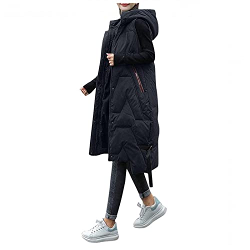 Generic Lange Damen Weste - Leichte Steppweste mit Kapuze - Ärmellose Daunenweste Generic Lange Damen Weste - Leichte Steppweste mit Kapuze - Ärmellose Daunenweste von QIUhhpuy