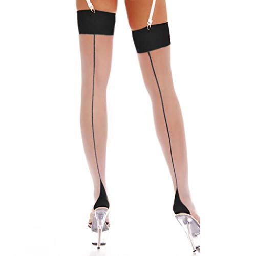 QIUhhpuy Damen Mikrofaser Strapsstrümpfe Strapsen Strümpfe Durchsichtige - Nylon Strümpfe für Strumpfgürtel - Rückennähten - Silky Strapsstümpfe mit Naht - Nahtstrümpfe zum Anstrapsen von QIUhhpuy