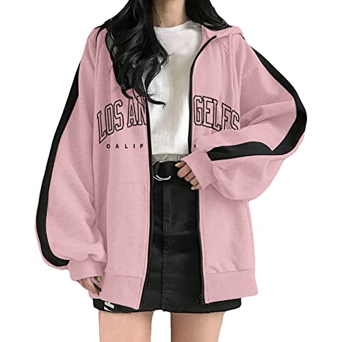 QIUhhpuy Damen Sportjacke Kapuzenjacke Old Collge Hoodie Frühlingsjacke Hip Hop Boyfriends Stil Oberteile Sweatjacke Basic Pullover Jacke Kapuzenpullover Freizeitjacke Übergangsjacke von QIUhhpuy