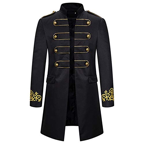 QIUhhpuy Herren Jacke Gothic Gehrock Uniform Cosplay Steampunk Mantel Vintage Steampunk Frack Jacke Smocking Stehkragen Anzug Abendkleid Uniform Gestickter Knopf Mäntel Cosplay Kostüm von QIUhhpuy