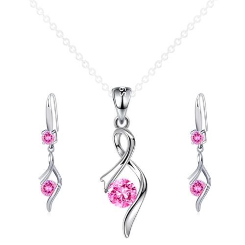 QIWEIS Strass-Anhänger Halskette Schmuck Set Damen strass kette rosa diamond kristall ohrringe Edelstein-Wasserdiamant-Halskette für Frauen Mama Frau Liebesgeschenk zum Muttertag Weihnachten QIWEIS Strass-Anhänger Halskette Schmuck Set Damen strass kette rosa diamond kristall ohrringe Edelstein-Wasserdiamant-Halskette für Frauen Mama Frau Liebesgeschenk zum Muttertag Weihnachten von QIWEIS