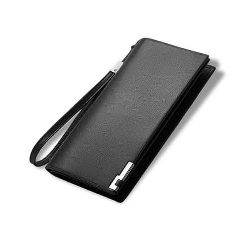 QIXCOZTI Herren RFID Blocking Wallet - Echtes Passcase, schlankes Design, Schwarz1, Groß von QIXCOZTI