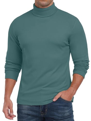 QIXING Herren Thermo Unterhemd Langarm Rollkragen Funktionsshirt Winter Warm Thermounterwäsche Oberteil (Grün, L) von QIXING