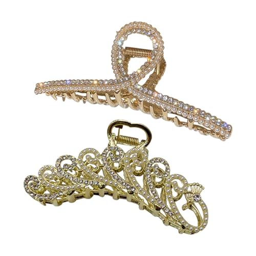 2 Stück Diamantbesetzte Perlengriffe, Exquisite Glitzergriffe, Rutschfeste Damen-Kopfbedeckungen, Styling-Befestigungswerkzeuge. 2 Stück Diamantbesetzte Perlengriffe, Exquisite Glitzergriffe, Rutschfeste Damen-Kopfbedeckungen, Styling-Befestigungswerkzeuge. von QIXNBL