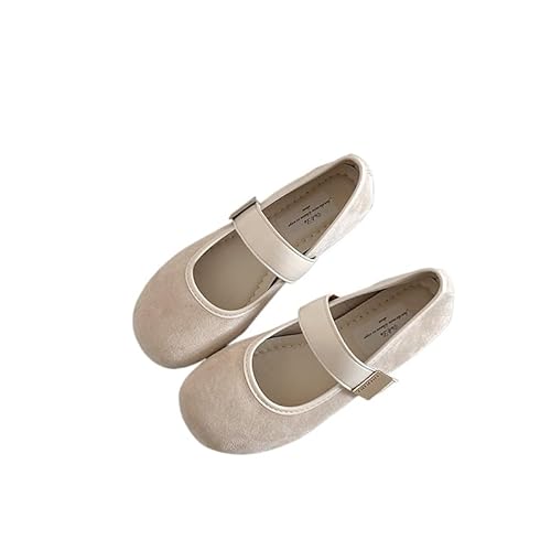 Balerinaschuhe Damen Schuhe Flache Bequeme Freizeit Pumps Schuhe Orthopädische Passform Weich und Bequem Weiches Loafer Leichte Elegant Ballerinas Schlupfschuhe (Aprikose,35) von QIXUJAK