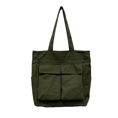 Canvas Messenger Bag Large Crossbody Bag Handbag Solid Color with Multiple Pockets Canvas Shoulder Tote Bag for Women and Men (Grün) von QIXUJAK