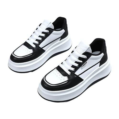 Chunky Turnschuhe für Damen, modische Plateau-Lässige Schuhe, Bequeme Keilabsatz Sneaker für Frauen (Schwarz,35) von QIXUJAK
