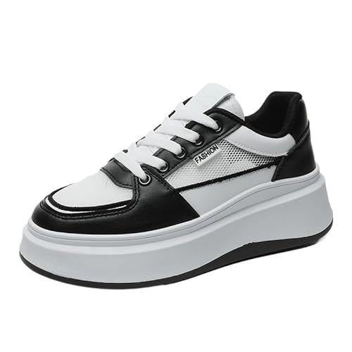 Chunky Turnschuhe für Damen, modische Plateau-Lässige Schuhe, Bequeme Keilabsatz Sneaker für Frauen (Schwarz A,36) von QIXUJAK