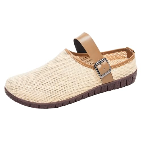 Clogs Hausschuhe Herren Damen Pantoletten Gartenschuhe Gartenclogs Sandalen (Beige,39) von QIXUJAK