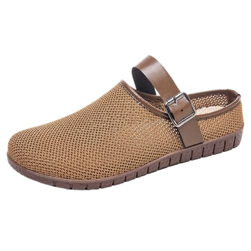 Clogs Hausschuhe Herren Damen Pantoletten Gartenschuhe Gartenclogs Sandalen (Kaffeefarbe,37) von QIXUJAK