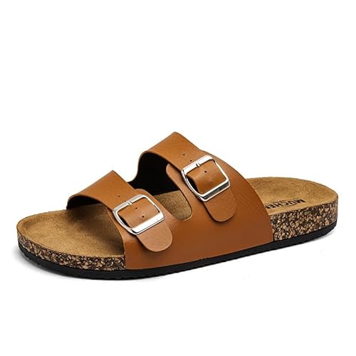 Damen/Herren Pantoletten Sandalen Hausschuhe Flache Latschen Sommerschuhe Erwachsene Schlappen Arbeitsschuhe Bequeme Classic (Braun,40) von QIXUJAK