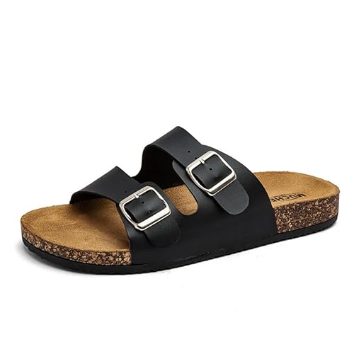 Damen/Herren Pantoletten Sandalen Hausschuhe Flache Latschen Sommerschuhe Erwachsene Schlappen Arbeitsschuhe Bequeme Classic (Schwarz,43) von QIXUJAK