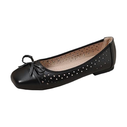 Damen Ballerinas Pumps Slippers, Schön Bowknot Ballerinas Pumps, Bequemschuhe, Niedrige Keilabsatz, Weich Sohle, Schnalle (Schwarz,38) von QIXUJAK